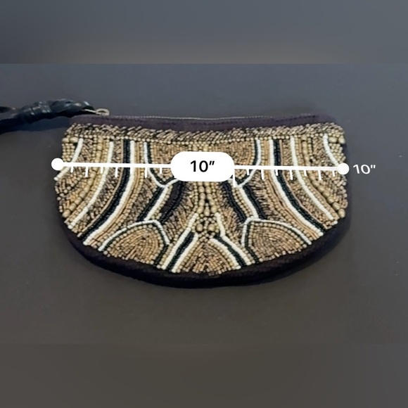 Anthropologie Jasper & Jeera brass black copper beaded pouch bag purse clutch - Picture 7 of 9